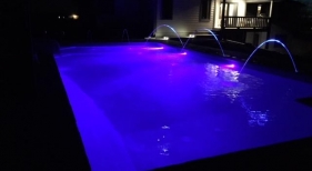 Inground Pool with LED Lights and Lighted Deck Jets